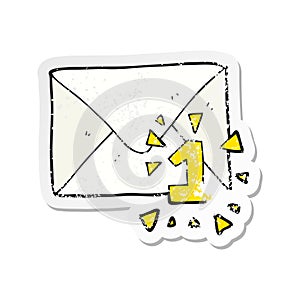 retro distressed sticker of a cartoon email message
