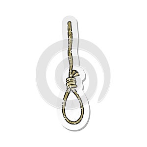 retro distressed sticker of a cartoon hangmans noose