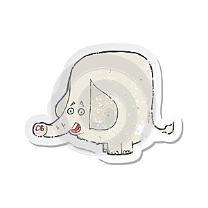 retro distressed sticker of a cartoon happy elephant