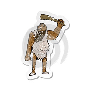 retro distressed sticker of a cartoon neanderthal