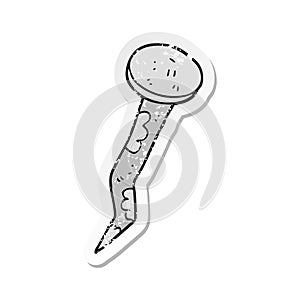 retro distressed sticker of a cartoon old bent nail