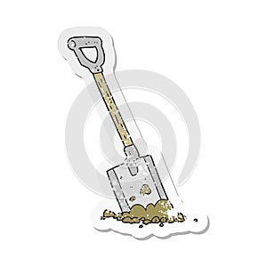 retro distressed sticker of a cartoon shovel in dirt