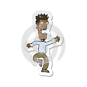 retro distressed sticker of a cartoon shrieking man