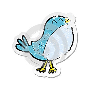 retro distressed sticker of a cartoon singing bird