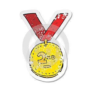 retro distressed sticker of a cartoon sports medal