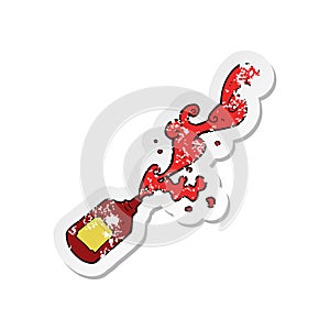 retro distressed sticker of a cartoon squirting ketchup