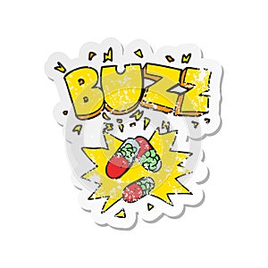 retro distressed sticker of a cartoon stimulant pills