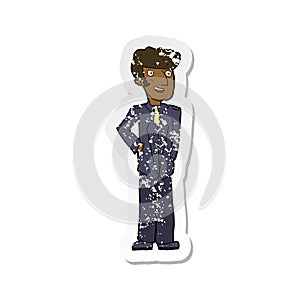 retro distressed sticker of a cartoon upperclass man