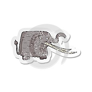 retro distressed sticker of a cartoon woolly mammoth