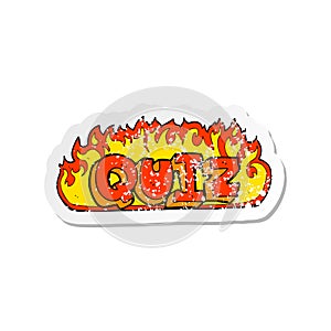 retro distressed sticker of a quiz sign cartoon