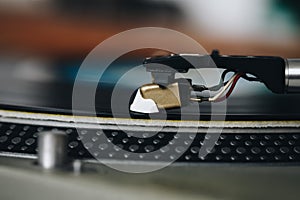 Retro dj turntable deck.VIntage disc jockey vinyl record player