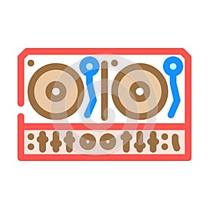 retro dj turntable retro music color icon vector illustration