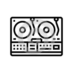 retro dj turntable retro music line icon vector illustration