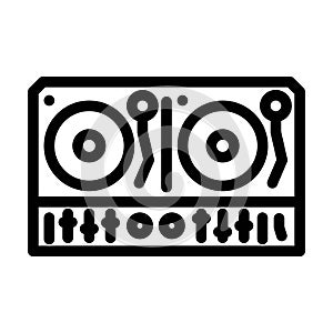 retro dj turntable retro music line icon vector illustration