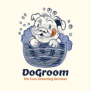 Retro Dog Grooming Logo