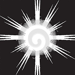 Retro dotwork sunburst or explosion with rays