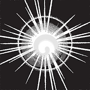 Retro dotwork sunburst or explosion with rays
