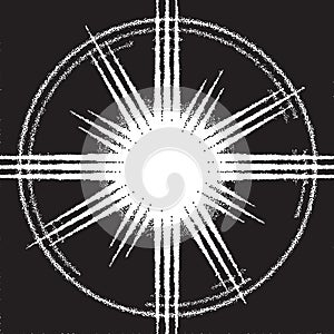 Retro dotwork sunburst or explosion with rays