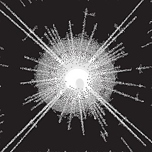 Retro dotwork sunburst or explosion with rays