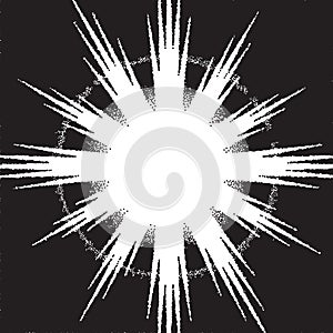 Retro dotwork sunburst or explosion with rays