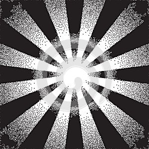 Retro dotwork sunburst or explosion with rays