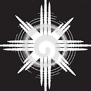 Retro dotwork sunburst or explosion with rays