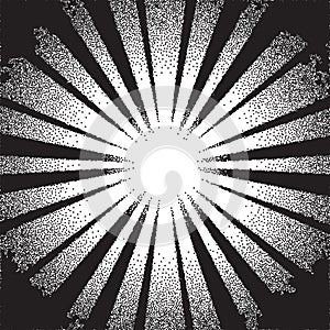Retro dotwork sunburst or explosion with rays
