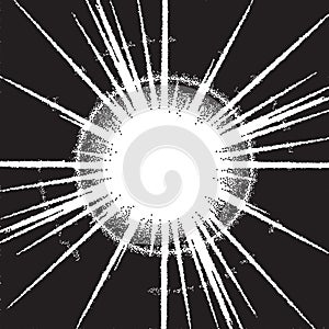 Retro dotwork sunburst or explosion with rays