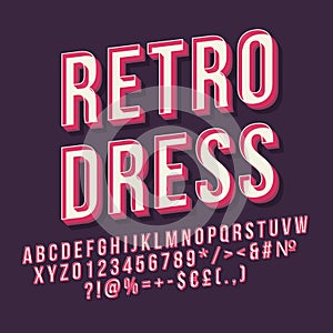 Retro dress 3d vector lettering