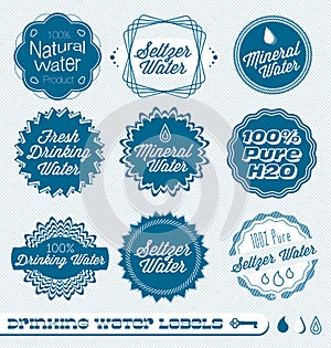 Retro Drinking Water Labels and Stickers