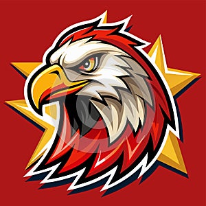 A retro eagle mascot logo featuring the head of an eagle with a star in the background, Retro Eagle Mascot Logo Vector