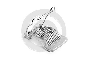 Retro egg slicer on white background