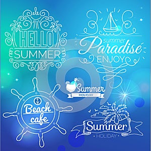 Retro elements for Summer calligraphic designs