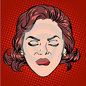Retro Emoji anger rage woman face photo