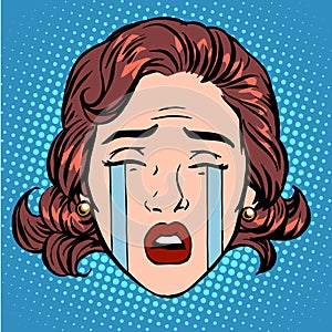 Retro Emoji tears crying sorrow woman face