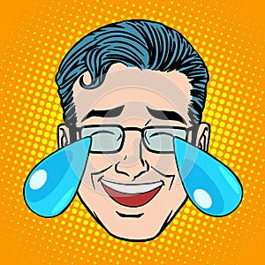 Retro Emoji tears joy man face photo