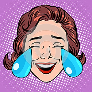 Retro Emoji tears of joy woman face
