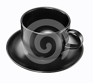 Retro empty coffee cup black color isolated