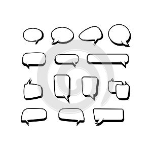 Retro empty comic bubbles or speech and thought set icon in white color on an isolated white background. Pop art style, vintage