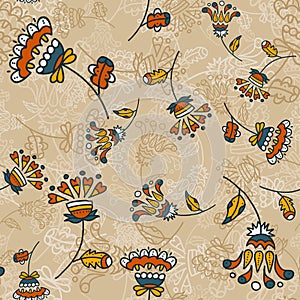 Retro ethnic floral pattern.