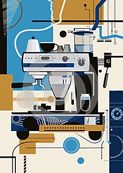 Retro expresso coffee machine Illustration