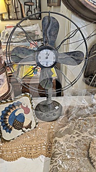 Retro fan and knickknacks at antique store