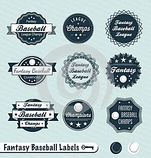 Retro Fantasy Baseball League Labels and Stickers