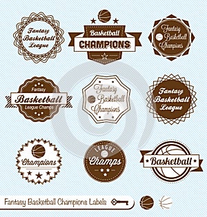 Retro Fantasy Baskeball League Labels and Stickers