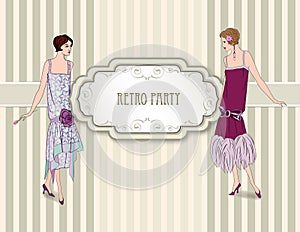Retro fashion background. Woman on party (1930s style)