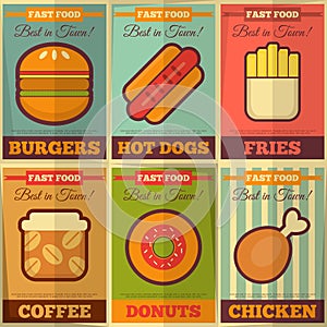 Retro fast food posters collection