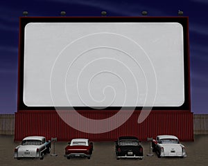 Retro Fifties Movie Theater Drive In Illustration photo