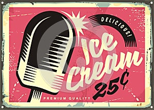 Retro fifties tin sign with delicious ice cream