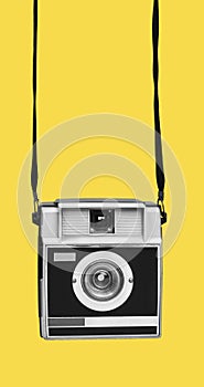 Retro film camera, in mobile stories format