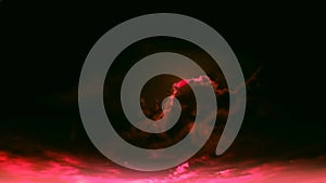 Retro Film Look Red Sky Total Solar Eclipse Over The Sunny Clouds Alpha Loop Animation. Abstract Solar Eclipse - Clouds Alpha